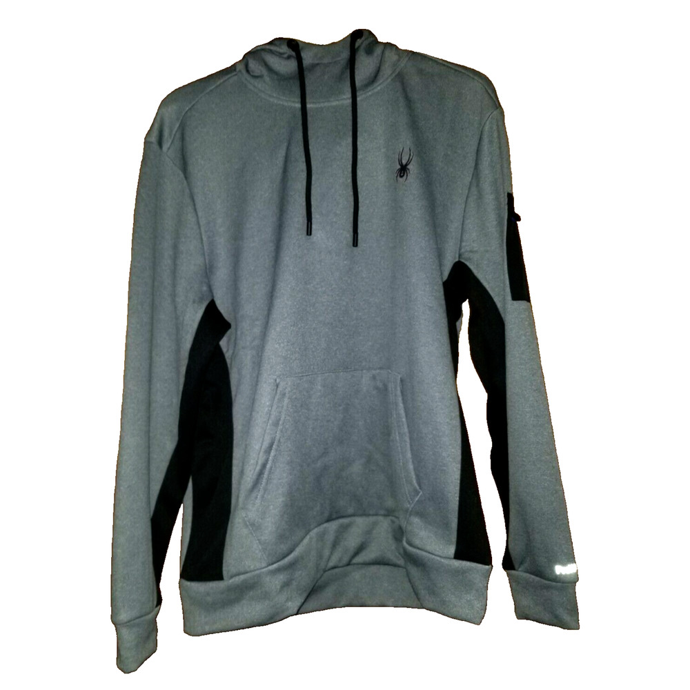 SPYDER ProWeb Acive Pullover Drawstring Hoodie Gray LARGE NEW